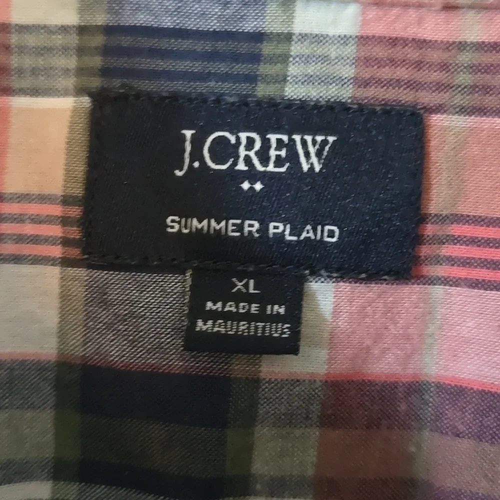 J. Crew Pink And Navy Plaid Button Down Size XL
